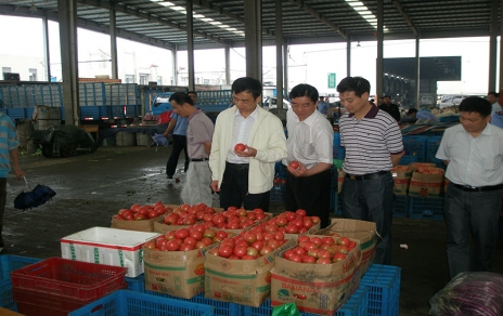 2011年6月嘉興市委常委、市政府常務(wù)副市長(zhǎng)蔣唯民一行蒞臨蔬菜市場(chǎng)視察菜籃子供應(yīng)工作